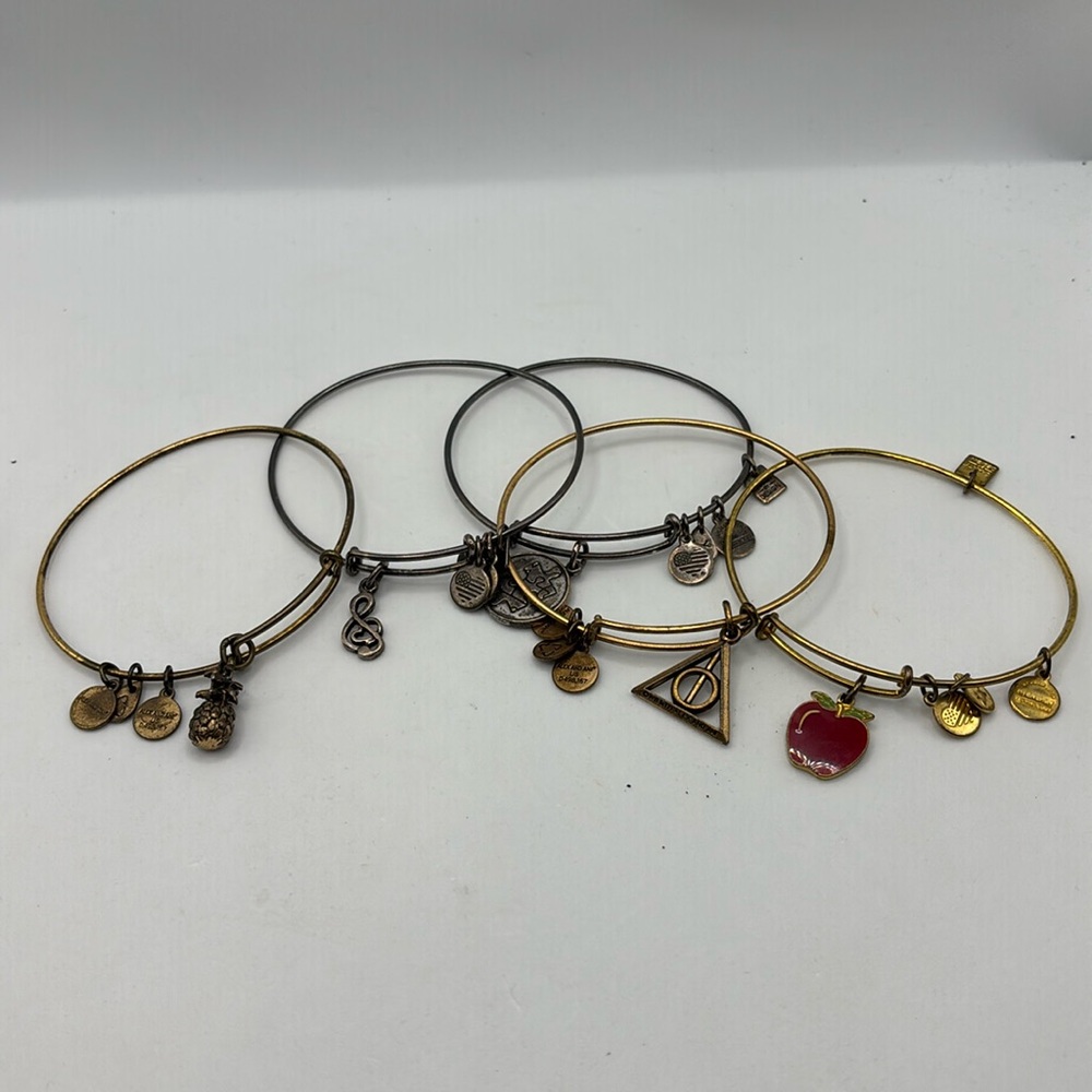 Alex and Ani charm bangle bracelets stretch 5 different colors and wear